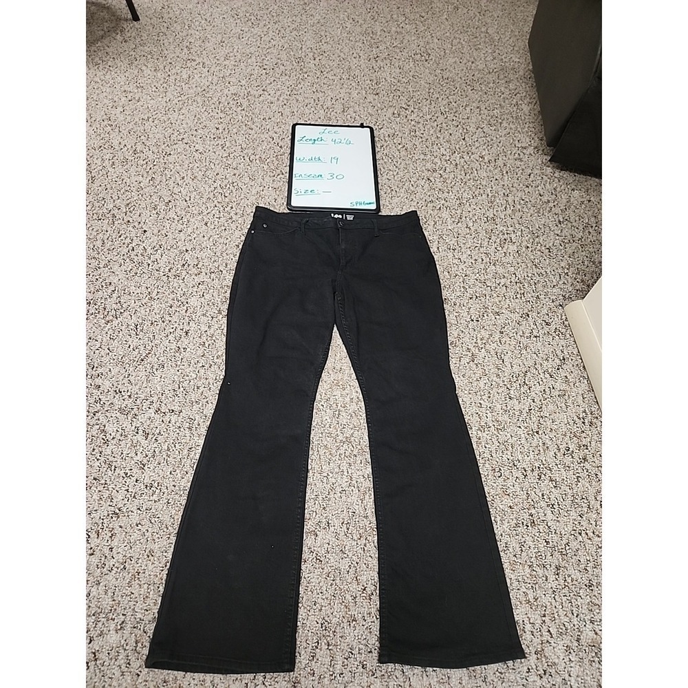 Lee Jeans Womens 18 Dark Black Denim Pants Mid Rise Boot Cut Flare Stretch Flex